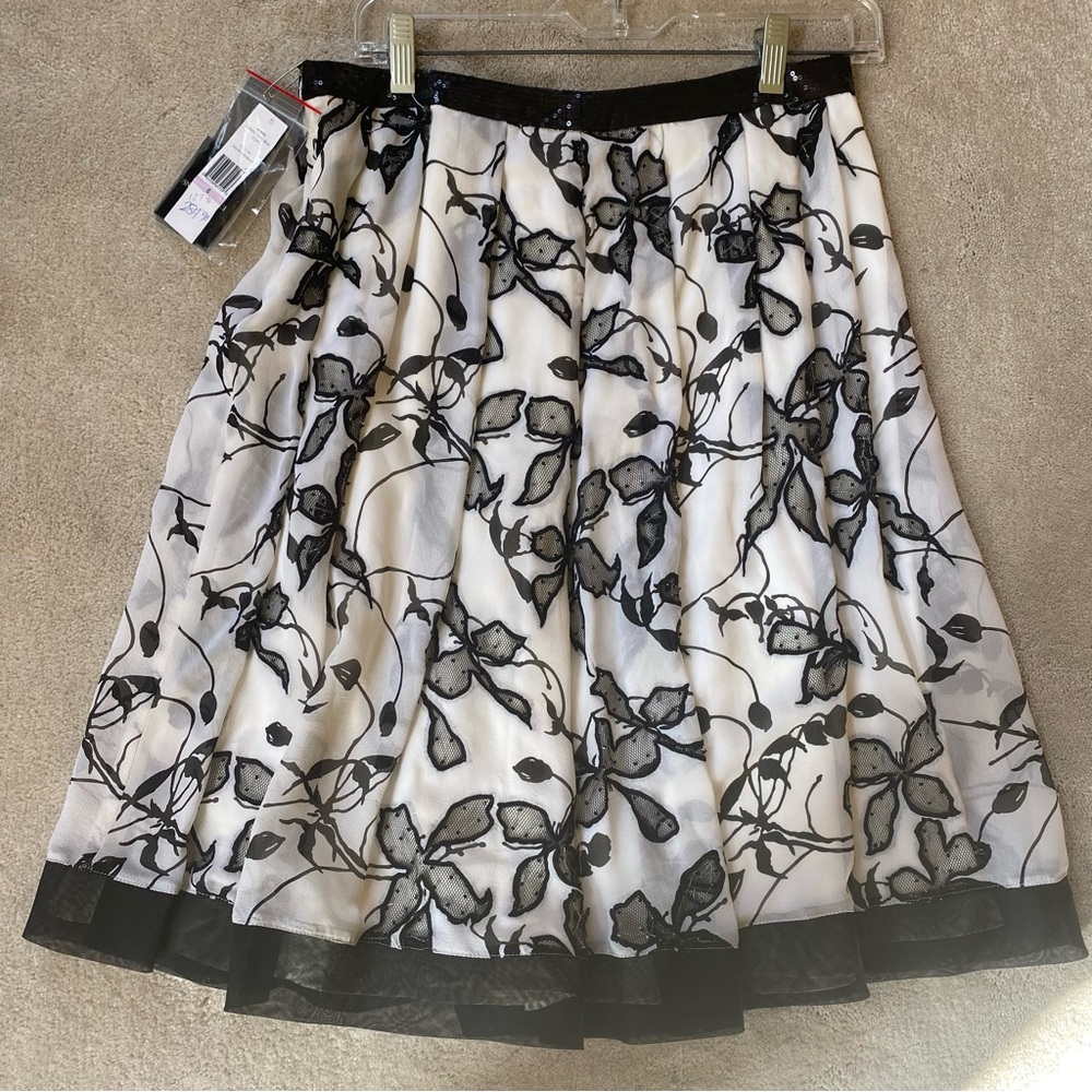 nordstrom black and white floral midi skirt